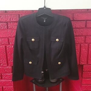 WHBM Luxe Stretch Miliary Jacket, Size 2, Black